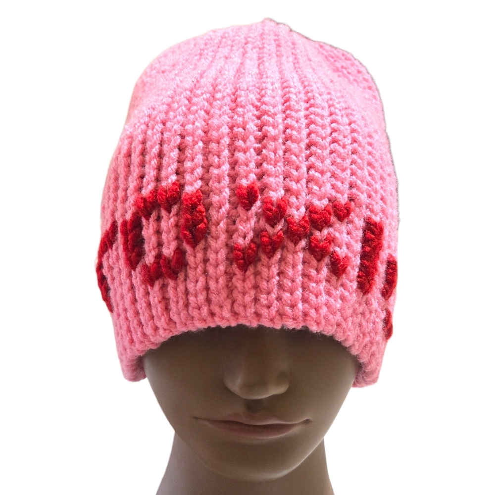 "TOXIC", Knit-look 90s beanie, Handmade By Me, Hand Embroidery, Ask About Custom